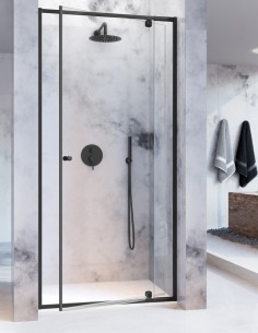 Mampara ducha abatible negro - PIVOT 1 abatible + 1 fijo de Kassandra