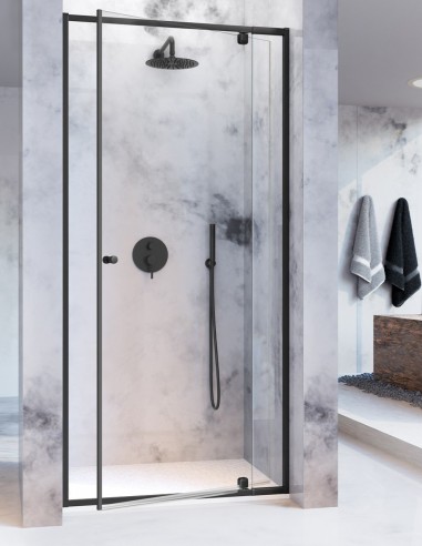 Mampara ducha abatible negro - PIVOT 1 abatible + 1 fijo de Kassandra