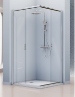 Mampara de ducha angular cromo 2 fijos + 2 correderas - SIENA