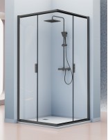 Mampara de ducha angular negra 2 fijos + 2 correderas - SIENA de Kassandra