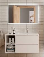 Mueble baño 2 cajones + 2 huecos blanco blanco