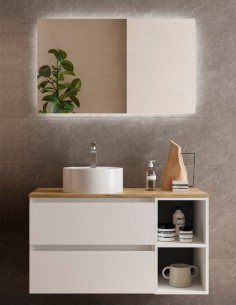 Mueble baño 2 cajones + 2 huecos blanco BEQUIA de Salgar