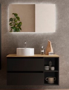 Mueble baño 2 cajones + 2 huecos Negro - BEQUIA de Salgar