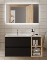 Mueble baño 2 cajones + 2 huecos roble negro