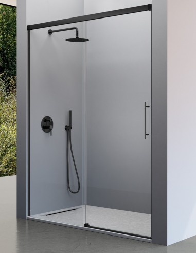 Mampara de ducha negro 1 fijo + 1 puerta corredera - URBAN de Kassandra