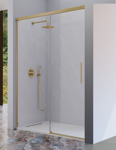 Mampara de ducha oro cepillado 1 fijo + 1 puerta corredera - URBAN de Kassandra