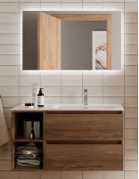 Mueble baño 2 cajones + 2 huecos Nogal izda