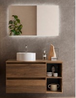 Mueble baño 2 cajones + 2 huecos Nogal dcha