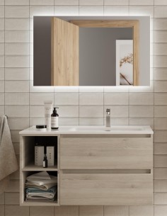Mueble baño 2 cajones + 2 huecos natural 2
