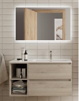 Mueble baño 2 cajones + 2 huecos natural izda
