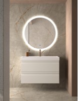 Mueble Blanco Conjunto Mueble + Espejo Redondo Retroiluminado - COIMBRA