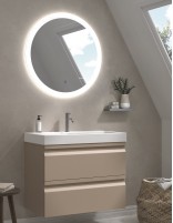 Mueble beige Conjunto Mueble + Espejo Redondo Retroiluminado - COIMBRA