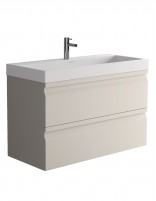 Acabado Beige Conjunto Mueble + Espejo Rectangular Liso - COIMBRA