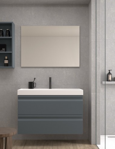 Conjunto Mueble + Espejo Rectangular Liso - COIMBRA antracita