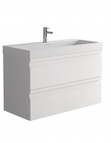 Acabado Blanco Conjunto Mueble + Espejo Rectangular Liso - COIMBRA