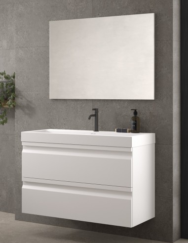 Conjunto Mueble + Espejo Rectangular Liso - COIMBRA blanco