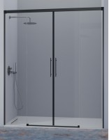 Mampara de ducha negra 2 fijos + 2 puertas correderas - URBAN de Kassandra