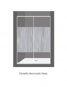 Mampara perfilería oro - frontal 1 fija y 1 puerta corredera Yaiza de Becrisa 2