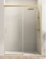 Mampara perfilería oro - frontal 1 fija y 1 puerta corredera Yaiza de Becrisa