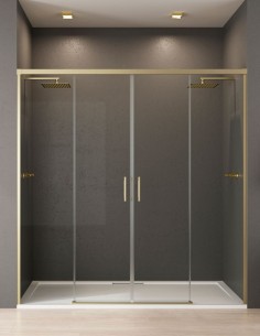 Mampara frontal 2 puertas centrales + 2 fijos - ducha oro Yaiza de Becrisa