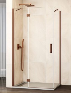 Mampara cobre abatible y fijo frontal + lateral fijo modelo GLASS de GME