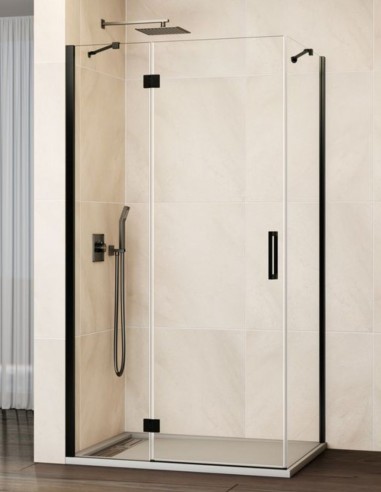 Mampara titanio abatible y fijo frontal + lateral fijo modelo GLASS de GME