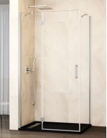 Mampara níquel abatible y fijo frontal + lateral fijo modelo GLASS de GME