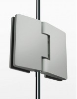 Mampara níquel abatible y fijo frontal + lateral fijo detalle bisagras