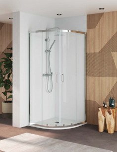 Mampara cromo - semicircular 2 puertas y 2 fijos Zurich