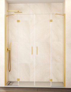 Mampara frontal abatible dorada modelo GLASS de GME