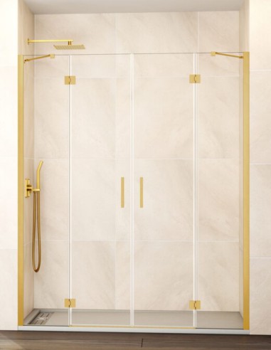 Mampara frontal abatible dorada modelo GLASS de GME