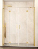 Mampara frontal abatible dorada modelo GLASS de GME