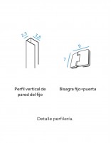 Mampara frontal abatible titanio dorada detalle