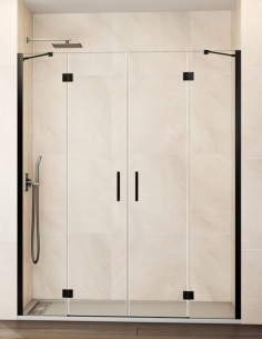 Mampara frontal abatible titanio modelo GLASS de GME