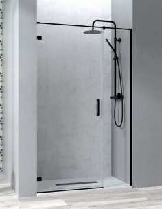 Mampara perfilería negro - 1 puerta abatible y 1 fijo Zahara de Becrisa