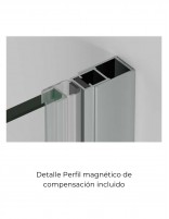 Detalle compensación Mampara perfilería cromo - 1 puerta abatible a pared y 1 fijo Zahara de Becrisa