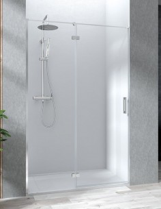 Mampara perfilería cromo - 1 puerta abatible a pared y 1 fijo Zahara de Becrisa