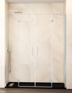 Mampara frontal abatible níquel modelo GLASS de GME