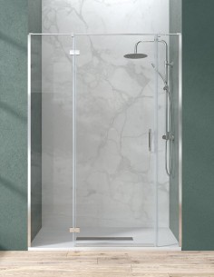 Mampara perfilería cromo - 1 puerta central y 2 fijo Zahara de Becrisa