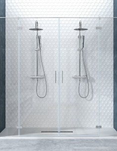 Mampara perfilería cromo - 2 puertas y 2 fijo Zahara de Becrisa