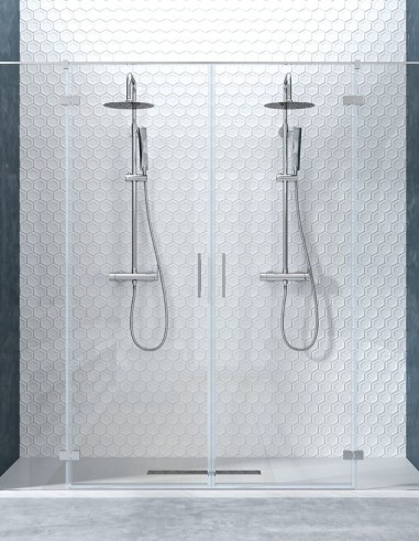 Mampara perfilería cromo - 2 puertas y 2 fijo Zahara de Becrisa