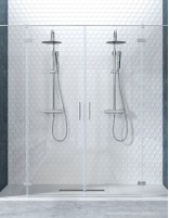 Mampara perfilería cromo - 2 puertas y 2 fijo Zahara de Becrisa