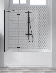 Mampara bañera frontal negra - 1 hoja fija + 1 hoja abatible Zahara de Becrisa