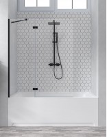 Mampara bañera frontal negra - 1 hoja fija + 1 hoja abatible Zahara de Becrisa