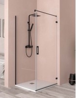 Mampara de ducha angular negro - 1 puerta + 1 fijo lateral de Becrisa