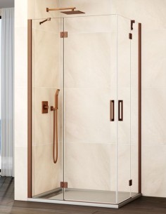 Mampara angular abatible cobre modelo GLASS de GME