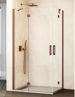 Mampara angular abatible cobre modelo GLASS de GME