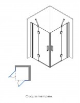 Mampara angular abatible cobre croquis