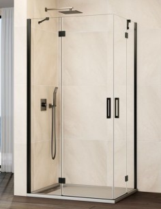 Mampara angular abatible titanio modelo Glass de GME