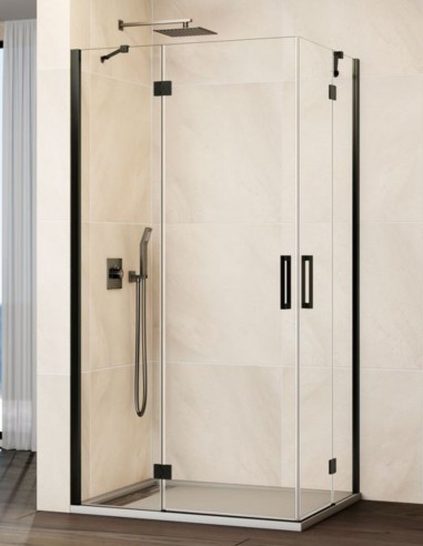 Mampara angular abatible titanio modelo Glass de GME